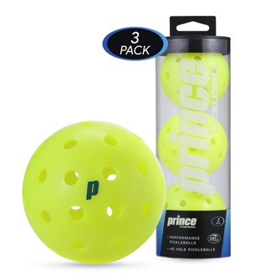 Prince Pickleballs 3-Pack - Durable, High-Performance Balls with 40-Hole Pattern for Outdoor Play