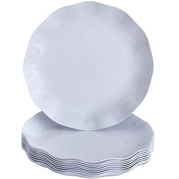 Silver Spoons Elegant Disposable Plastic Plates for Party, Heavy Duty White Disposable Plate Set, (10 PC) - Chateau