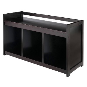 Addison Storage Bench with 3 Section - Dark Espresso - Winsome: Entryway Organizer, Bedroom Faux Leather Ottoman - 1 of 4