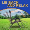 SereneLife SLZGHTBRM65.5 Adjustable Zero Gravity Lounge Chair Set with Table and Padded Headrest Pillows (2 Pack, Brown) - 3 of 4