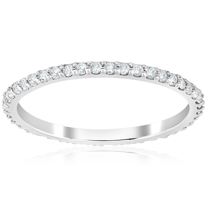 Pompeii3 1/2 Ct Diamond Eternity Wedding Stackable Ring 14K White Gold 1.7mm Wide, 1 of 5