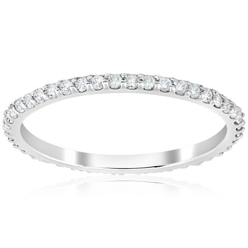 0.08 Carat 18k White Gold Diamond Dainty Anniversary Band Stackable Ring Size 8 