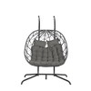 JUJABU Double Outdoor Rattan Hanging Chair with Cushions, Suitable for Balcony, Terrace and Garden Leisure - 2 of 4