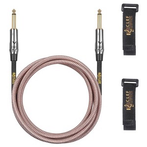 Clef Audio Labs Instrument Guitar Cable, 10ft -1/4 inch TS Straight to Straight Electric bass Guitar AMP Cord, 22AWG  Copper Braided Jacket - 1 of 4