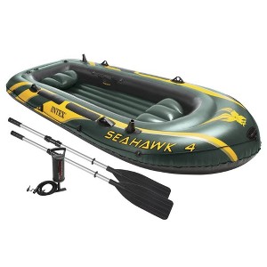 Intex Seahawk Inflatable Floating Boat Raft Set with Oars & Air Pump - 1 of 4