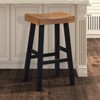 Traditional Solid Wooden Stool Set of 2pc, Contour Seat Oak / Black 29"H - 4 of 4