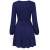 Womens Dress Surplice Dress V Neck Dress Smocked Waist Dress Casual Mini Dress Peplum Wasit Dress - 2 of 4