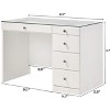 Vynxaria Glam Makeup Vanity Table with Glass Top and 5 Drawers in White - 2 of 4
