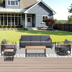 Outdoor Swivel Rocker Patio Chairs High Back Wicker Patio Furniture - 1 of 4