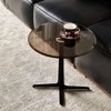Vynxaria Series 19.69 in. Brown Glass Round Metal Top End Table with Modern Accent Base - 2 of 4