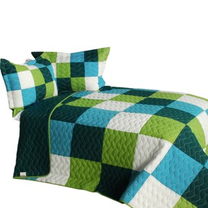 Slickblue Full/Queen Quilt Set, Vermicelli Quilted Patchwork, Reversible, Full/Queen, Multiple Color & Designs, 3pc - 1 of 4