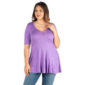 24seven Comfort Apparel Womens Plus Size Elbow Sleeve Tunic - 1 of 4