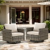 POCASSY Square Armrest Outdoor Swivel Rocker Patio Chairs Set of 2, Gray Wicker Furniture Swivel Patio Chairs for Porch, Poolside, Deck - 3 of 4