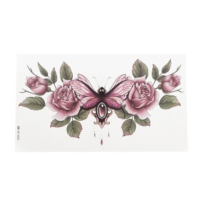 Unique Bargains Realistic Collarbone Temporary Tatto Pink Green 1 Pc - 1 of 4