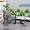24"W Patio Accent Chair Lounge Chair Arm Chair with Curved Back, Cushioned Comfort and Stylish Rope-Weave Design, Aluminum, Beige+Natural/Gray-ModernL - 2 of 4
