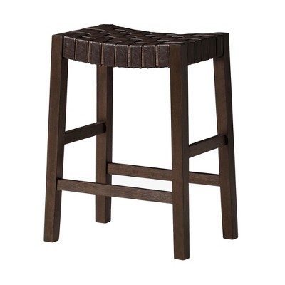 Maven Lane Emerson Kitchen Stool with Marksman Saddle Vegan Leather