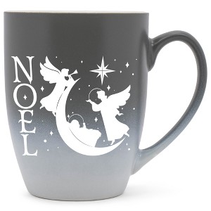 Elanze Designs Noel Two Toned Ombre Matte Gray and White 12 ounce Ceramic Stoneware Coffee Cup Mug - 1 of 4