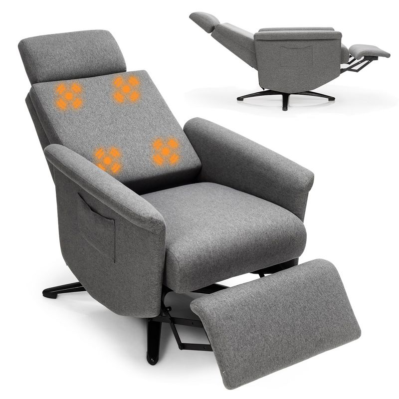 Costway Massage Recliner Chair Vibrating Sofa w/ Remote Control&Adjustable Headrest Grey, 1 of 11