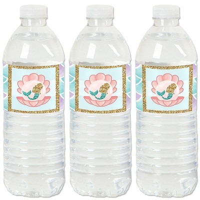 Big Dot of Happiness Let's Be Mermaids - Baby Shower or Birthday Party Water Bottle Sticker Labels - Set of 20