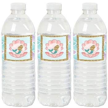 Big Dot of Happiness Let's Be Mermaids - Baby Shower or Birthday Party Water Bottle Sticker Labels - Set of 20