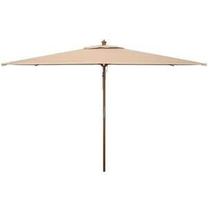 Aklin 6.5Ft X 10Ft Rectangle Angle Wooden Pulley Market Umbrella (No Tilt) - PAT8309 - Safavieh - 1 of 3