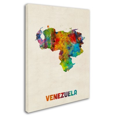 Trademark Fine Art -Michael Tompsett 'Venezuela Watercolor Map' Matted Framed Art