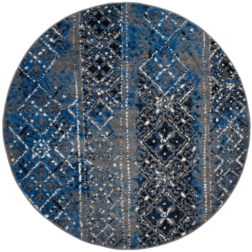 4' Round Rilynn Area Rug Silver/Navy - Safavieh