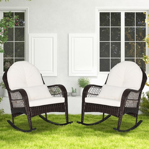 White wicker best sale rocking chair set