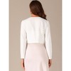Allegra K Women's Long Sleeve Cropped Contrast Trim Bolero Casual Work Cardigan - 3 of 4
