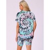 INSPIRE CHIC Women's Tie Dye Round Neck Top with Biker Shorts Loungewear Set - 4 of 4