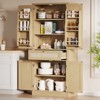 Rattan Woven Particle Board Cabinet - Handmade Rattan Cabinet, Durable Particle Board, Solid Wood Base, Adjustable Door Shelves, Rustic Pantry Cabinet - 3 of 4