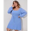 Clearlove Elegant Square Neck Sweater Dress for Women - Plus Size Ribbed Knit Tunic with Long Sleeves - 3 of 4