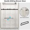 Zevemomo56"-60"W x 75" H Frameless Shower Door, Double Sliding with 5/16" 8mm) Clear Tempered Glass,Noiseless Shatterproof,304 Stainless Steel, Black - 2 of 4