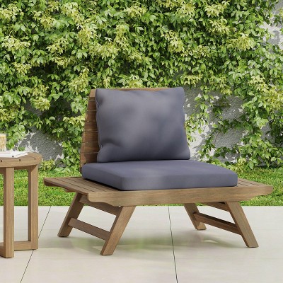 Outdoor Patio Chairs,Wooden Patio Armless Chairs With Cushion Seat,Outdoor Patio Furniture,Armless Chairs For Patio,Garden-Cuddlewood