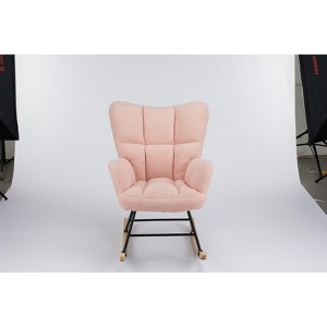 DOMETOUR Upholstered Glider Rocker with High Backrest, Reading Chair Modern Rocking Accent Chairs for Living Room, Nursery, Bedroom - 1 of 4