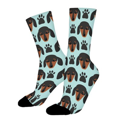 Dachshund Head Women Printed Crew Socks Funny Funky Socks Soft Polyester Novelty Gifts for Artists Men