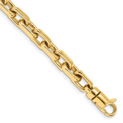 Black Bow Jewelry Men's 7mm 14K Yellow Gold Solid Fancy Cable Bracelet, 8.5 Inch