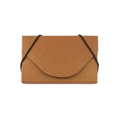JAM Paper Colorful Business Card Holder Case with Round Flap Matte Copper Chipboard Sold