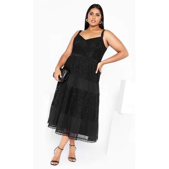 Women's Plus Size Rosalyn Lace Dress - black | CITY CHIC