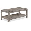 Rustic Gray Brown 3-Piece Cocktail Set Wooden Table Top Rectangular Coffee Table and Two Matching Square End Tables Living Room Wooden Furniture Retro - 2 of 4