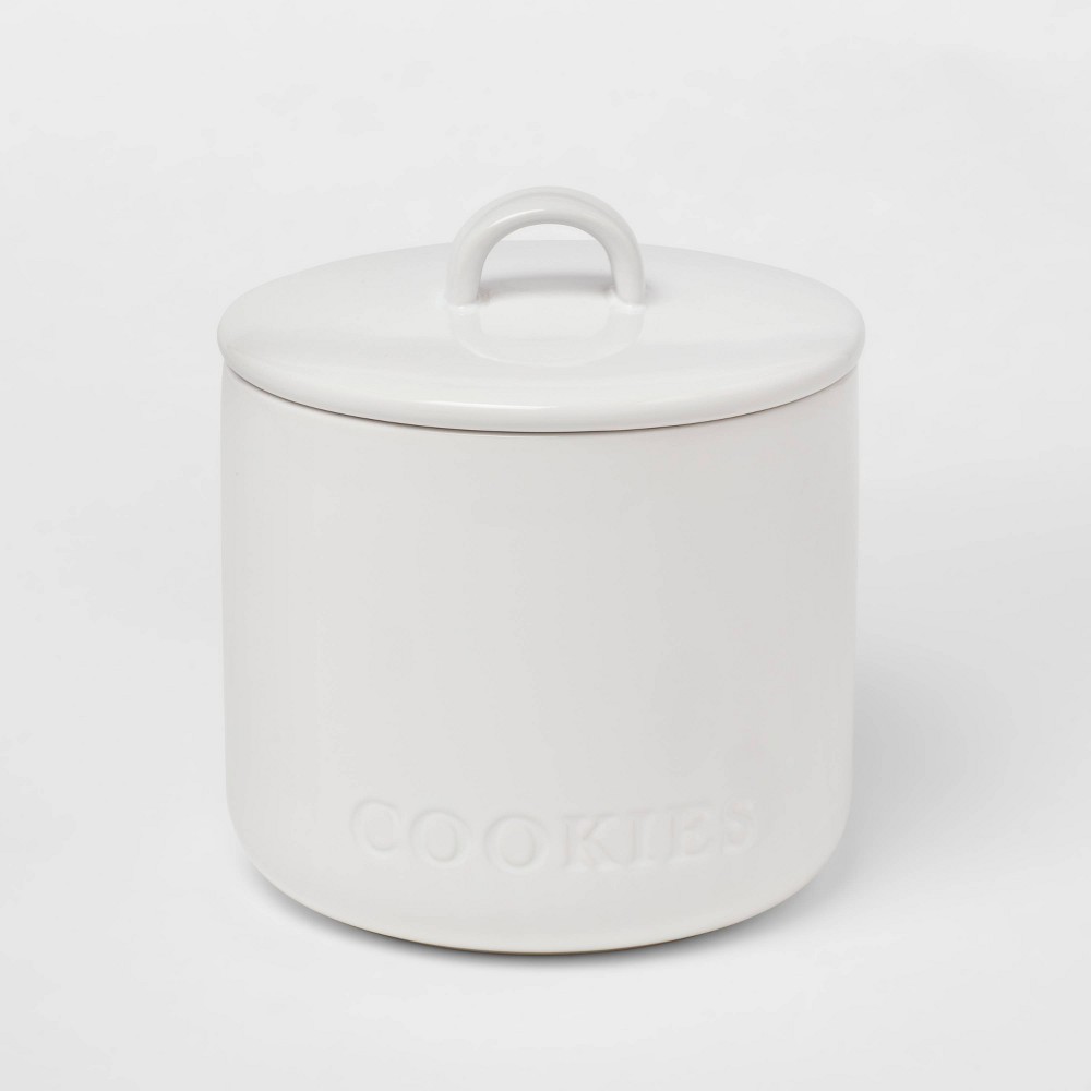 Photos - Food Container 84oz Stoneware Hand Lettered Cookie Canister - Threshold™