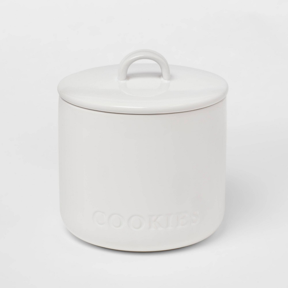 84oz Stoneware Hand Lettered Cookie Canister - Threshold