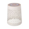 15" Tile Mosaic Lace-Cut Metal Outdoor End Table, Transitional Patio Accent Table, Patio Side Tables -Christopher Knight Home - 4 of 4