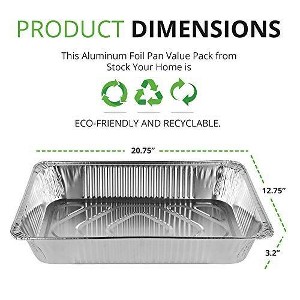 Stock Your Home 21x13 Disposable Aluminum Foil Pans (20 Pack) - 1 of 4