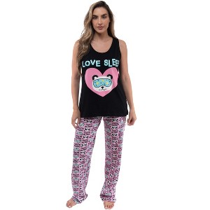 Just Love Womens Tank & Pant Cute Pajama Set - Ribbed PJ Sets Sleepwear Loungewear - 1 of 3