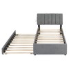 Okak Platform Bed Frame with Upholstered and LED Lights No Box Spring Needed Teddy Fleece Bed with Trundle - 4 of 4