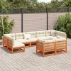 vidaXL Patio Sofa Set - 9 Piece Wood Outdoor Modular Seating with Cushions, Wax Brown Pine - for Deck, Backyard, Terrace, Garden - 3 of 4