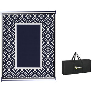 Outsunny Outdoor Patio Rug, Large Camping Carpet with Carrying Bag, Waterproof Plastic Straw, Reversible, Gourd Border - 1 of 4