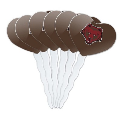 Brown University Primary Logo Heart Love Cupcake Picks Toppers Decoration Set of 6