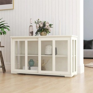 LunaLulinlk Kitchen Storage Stand Cupboard With Glass Door-White - 1 of 4